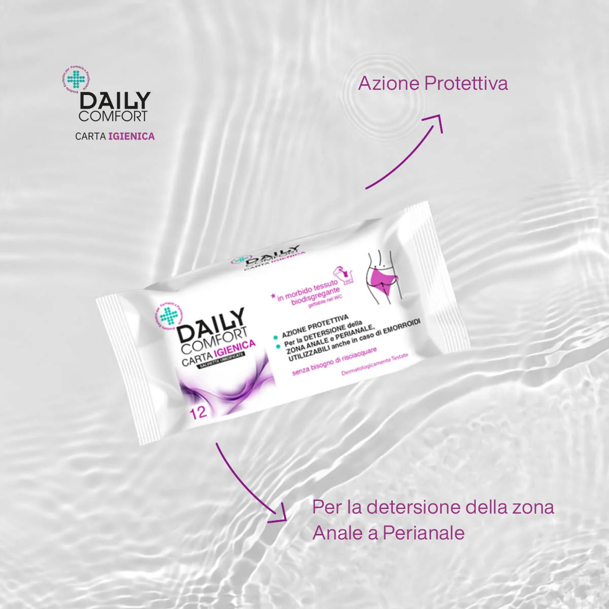 Daily Comfort Carta Igienica Umidificata Pocket 12 Pezzi Azione Detergente
