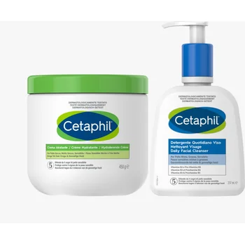 Cetaphil Bipack Crema 450g + Detergente Quotidiano 237 ml Routine Idratante Viso