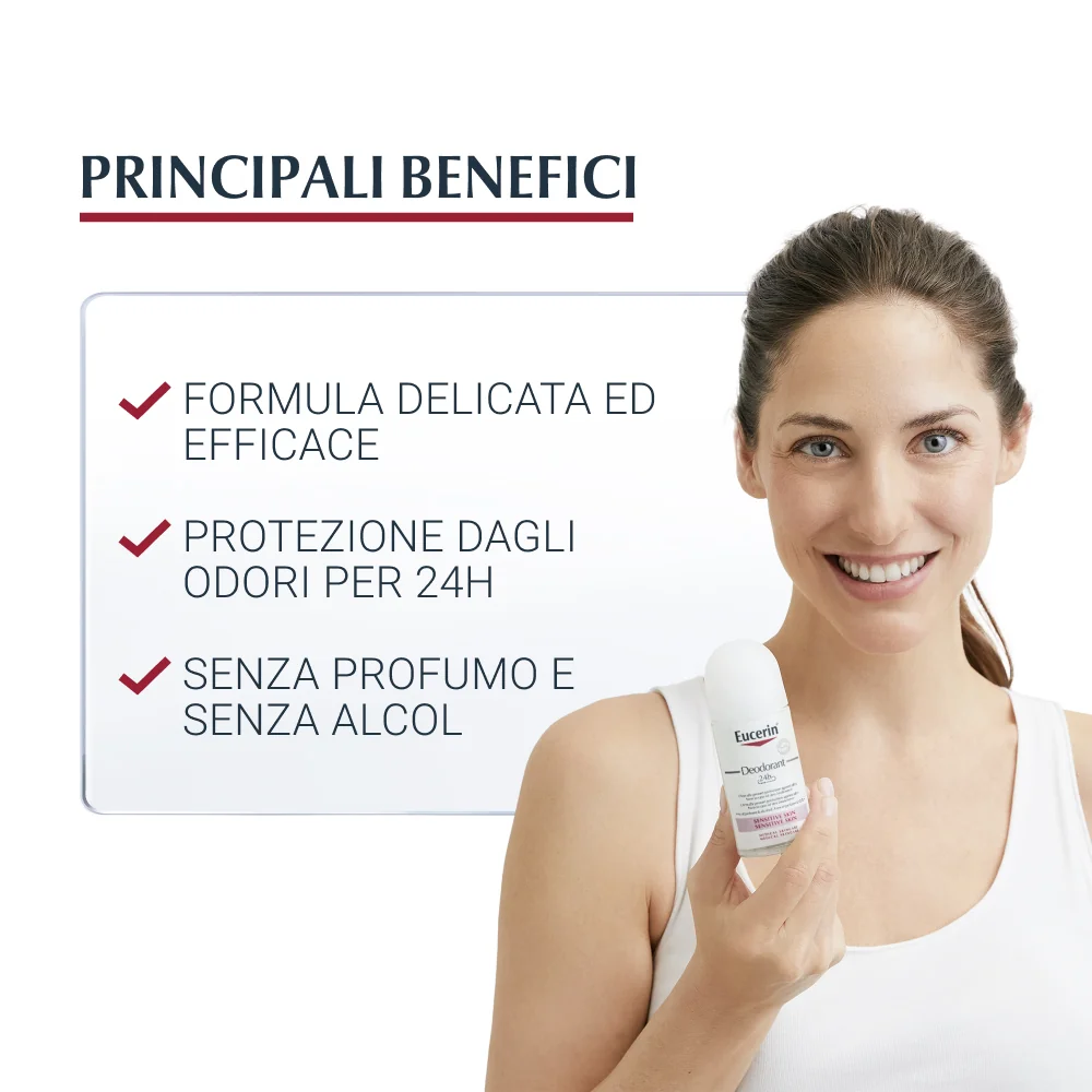 Eucerin Deodorante Roll-on 24h 50 ml Pelle Sensibile