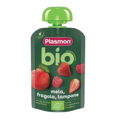 Plasmon Bio Pouch Mela Fragola Lampone 100G Dal 6° Mese Compiuto