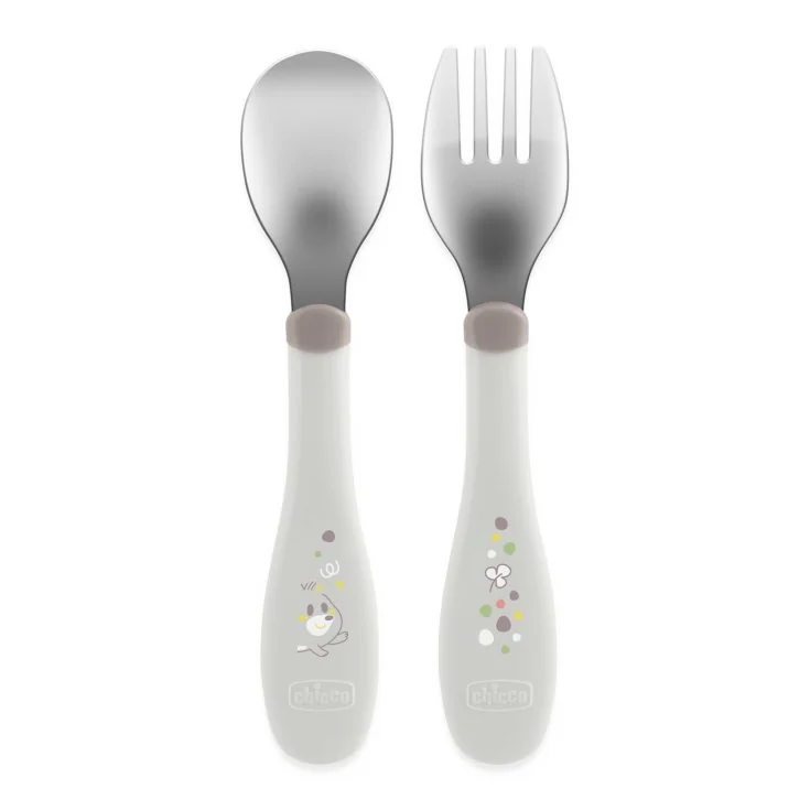 Chicco Posatine Inox 18M+ Grigio Prima Infanzia