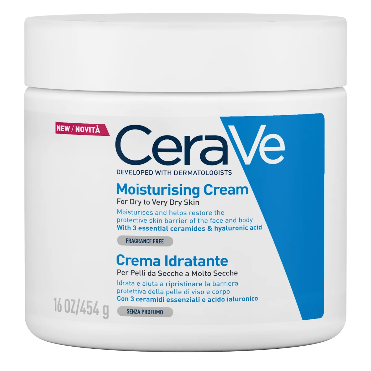 Cerave Crema Idratante 48h 454 g Idratazione Profonda per Pelle Secca e Molto Secca