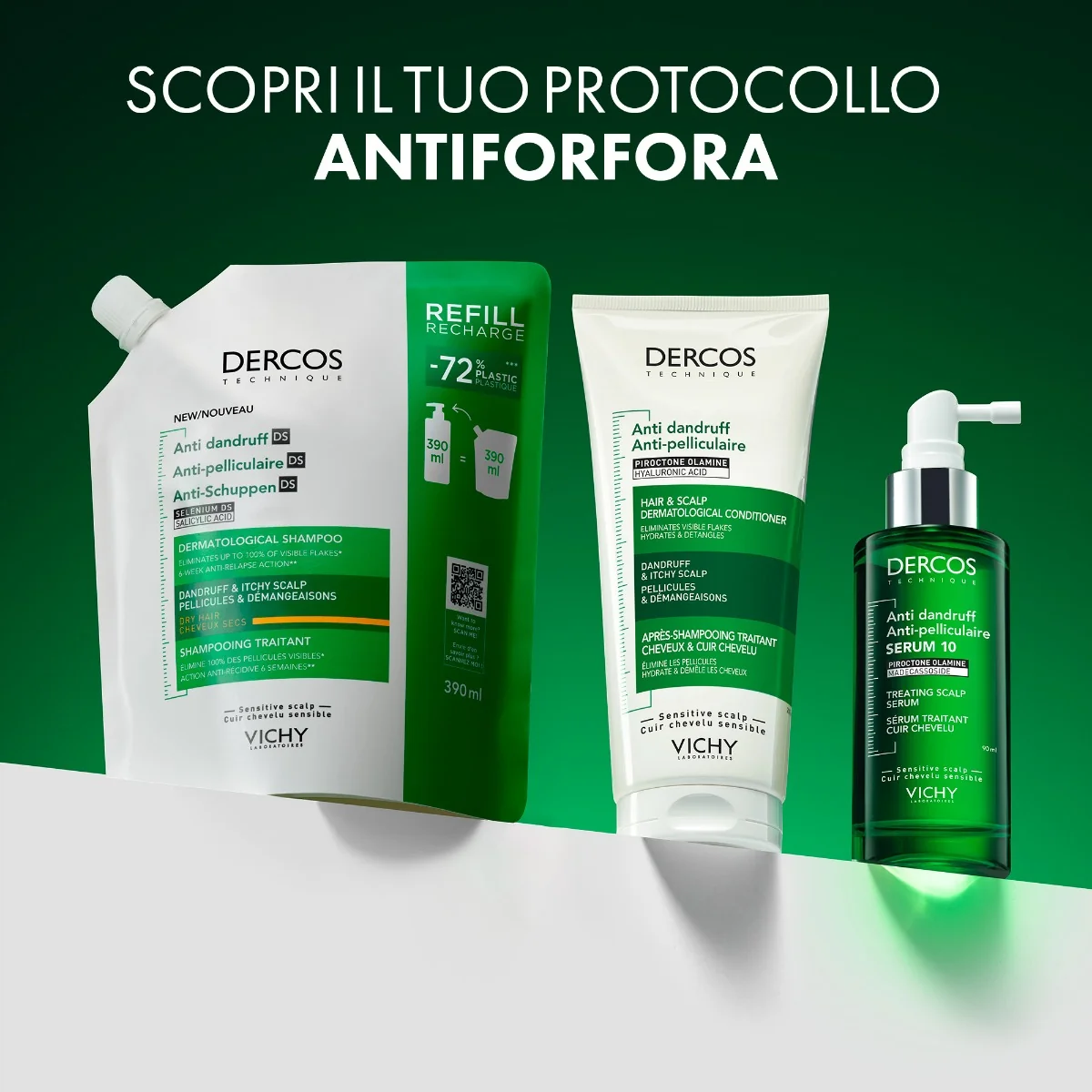 Vichy Dercos Technique Shampoo Anti Forfora Ds Secchi Refill 390 Ml Shampoo Anti-Forfora