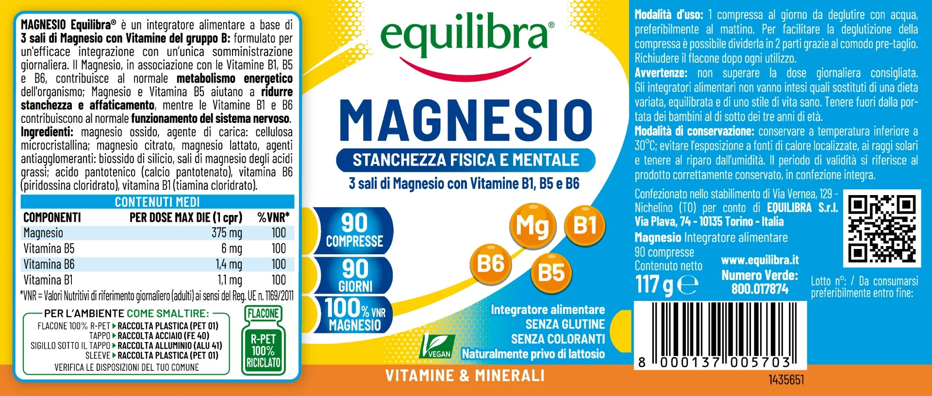 Equilibra Magnesio 90 Compresse Sali Minerali