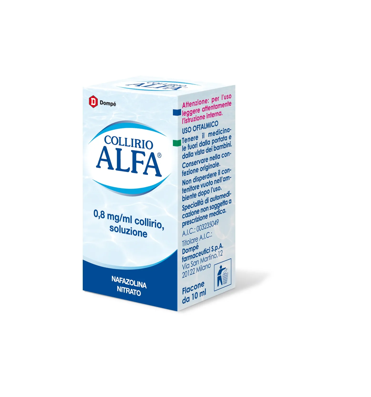 Collirio Alfa Decongestionante Flacone 10 ml 0,8 mg/ml - Gocce per Lacrimazione e Bruciore