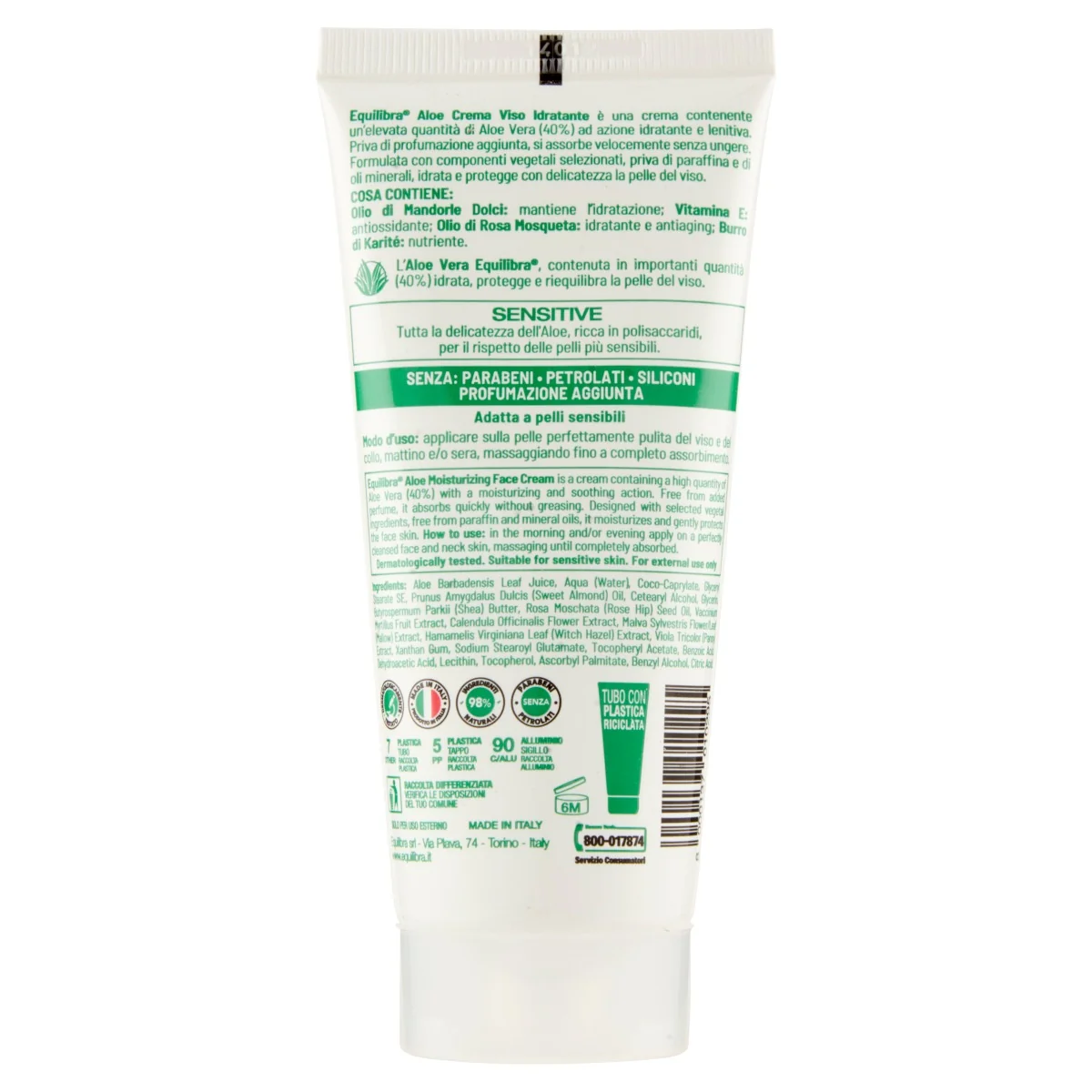 Equilibra Aloe Crema Viso 75 ml Idratante