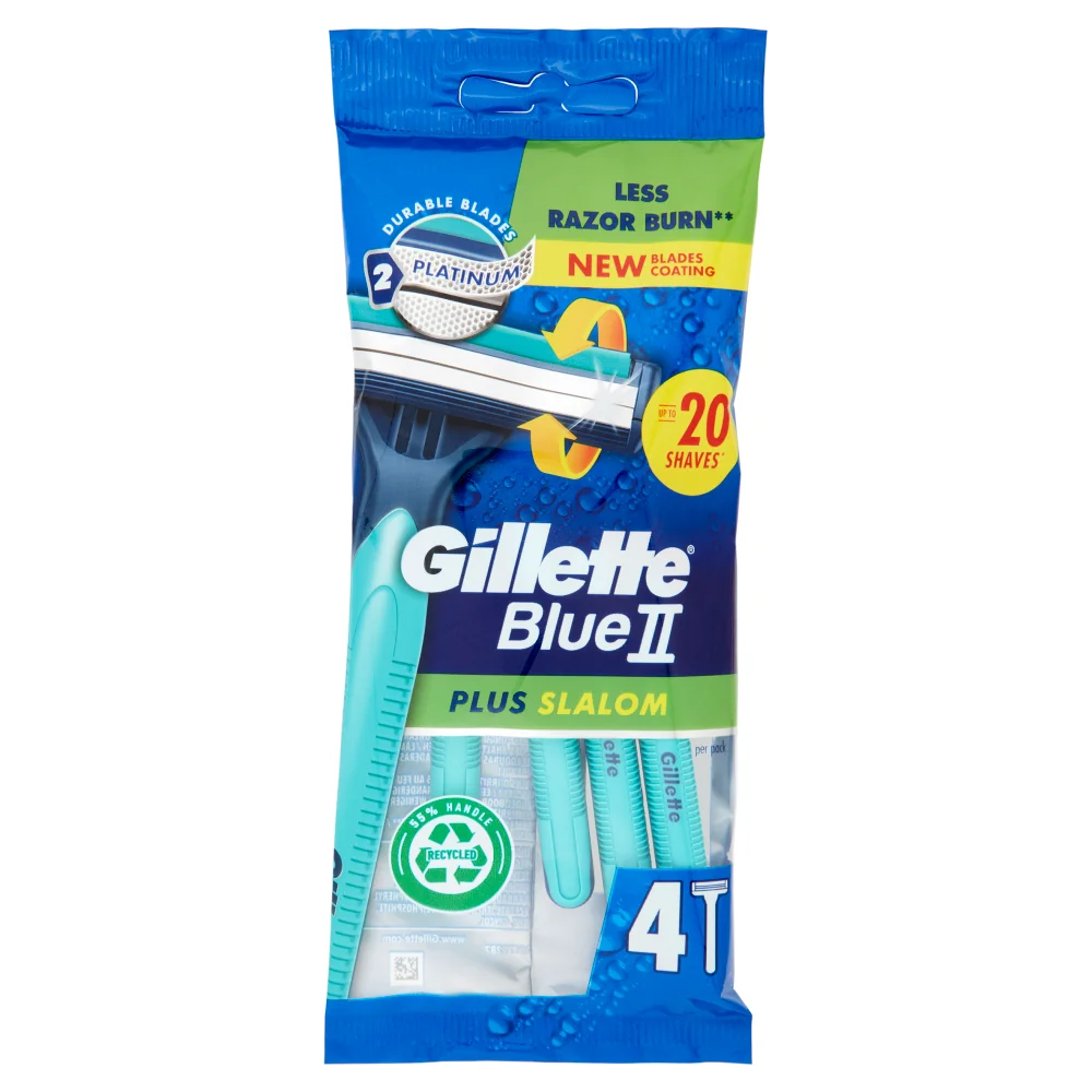 Gillette Blue II Plus Slalom Rasoio 4 pz Rasoio usa e getta a 2 lame