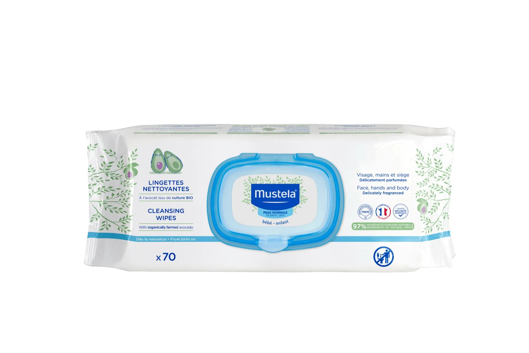 Mustela Salviette Detergenti 70 pezzi Azione detergente idratante