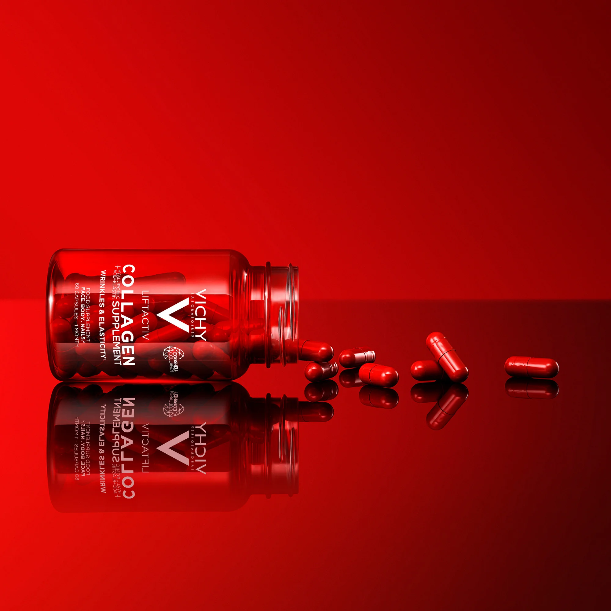 Vichy Liftactiv Collagene Rughe Ed Elasticita' 60 Capsule Integratore per Pelle, Capelli e Unghie