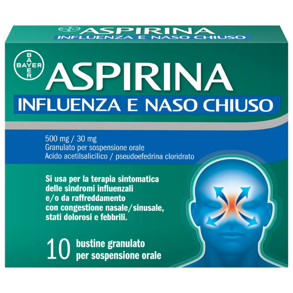 Aspirina Influenza e Naso Chiuso 10 Bustine Decongestionante