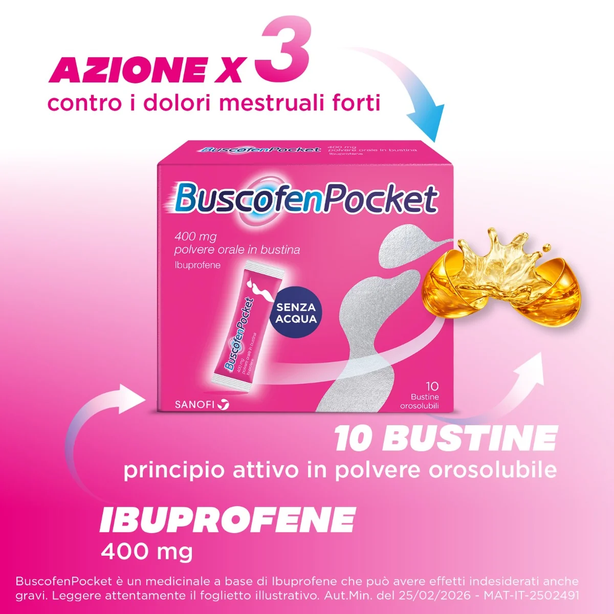 Buscofenpocket 400 g 10 Bustine Antinfiammatorio