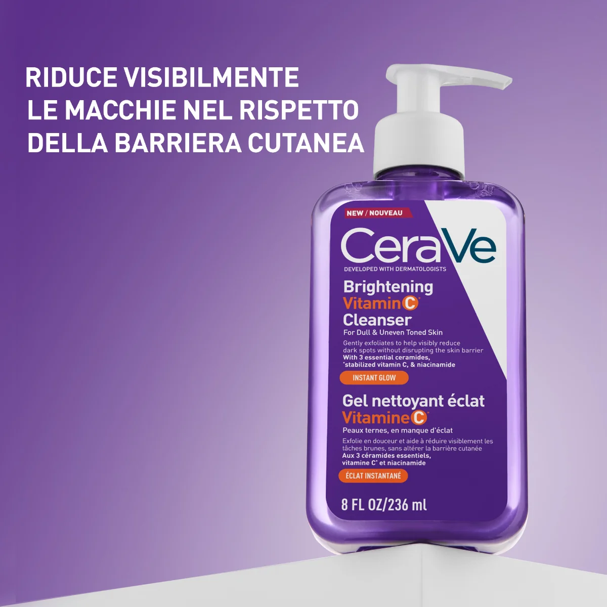 Cerave Detergente Illuminante Vitamina C 236 ml Detergente Viso Esfoliante