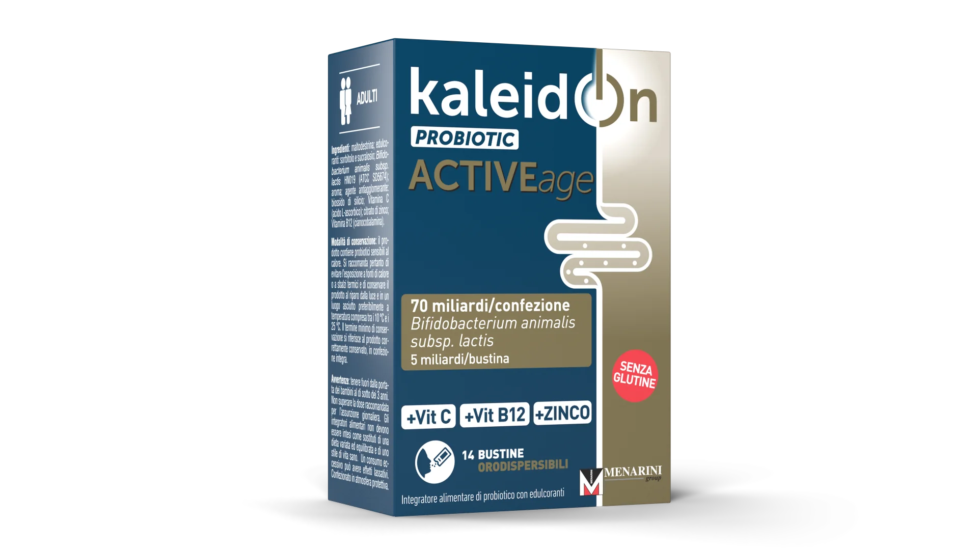 Kaleidon Probiotic ActiveAge 14 Bustine Orosolubili Fermenti Lattici con Vitamina C, B12 e Zinco