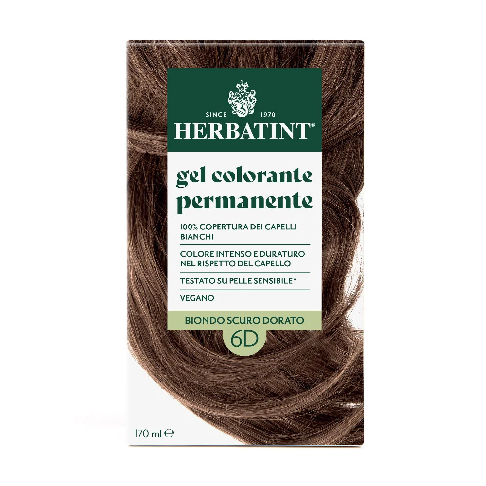Herbatint Gel Colorante Permanente 6D Biondo Scuro Dorato 170 Ml Colore Intenso e Duraturo