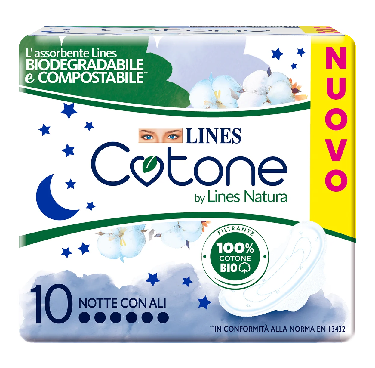Lines Cotone Bio 8+2 Pezzi Ultra Notte