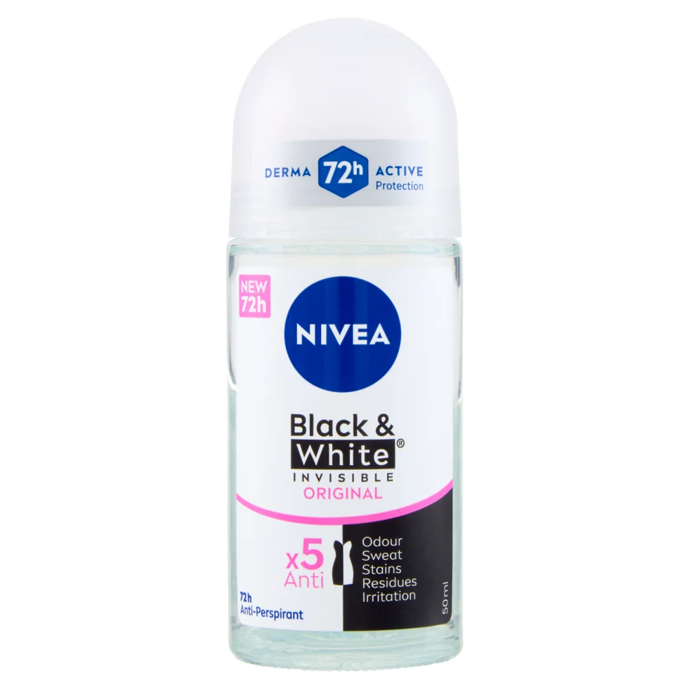 Nivea Invisible For Black White Original Deodorante Roll- On Azione Anti-Traspirante
