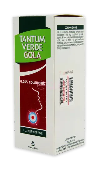 TANTUM VERDE GOLA COLLUTORIO 0,25% FLURBIPROFENE ANTINFIAMMATORIO 160 ML