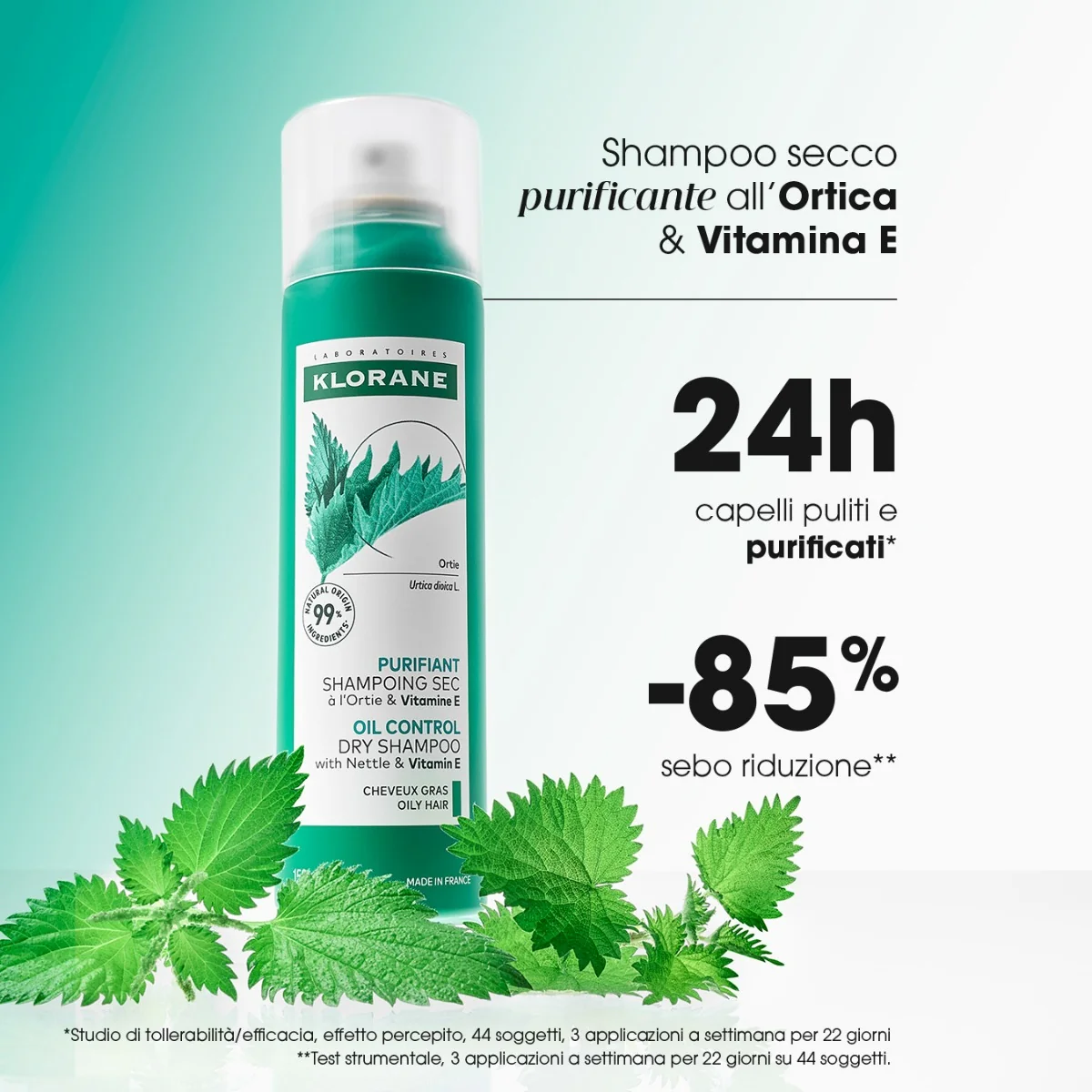 Klorane Shampoo Secco all'Ortica & Vitamina E 150 ml Capelli Grassi