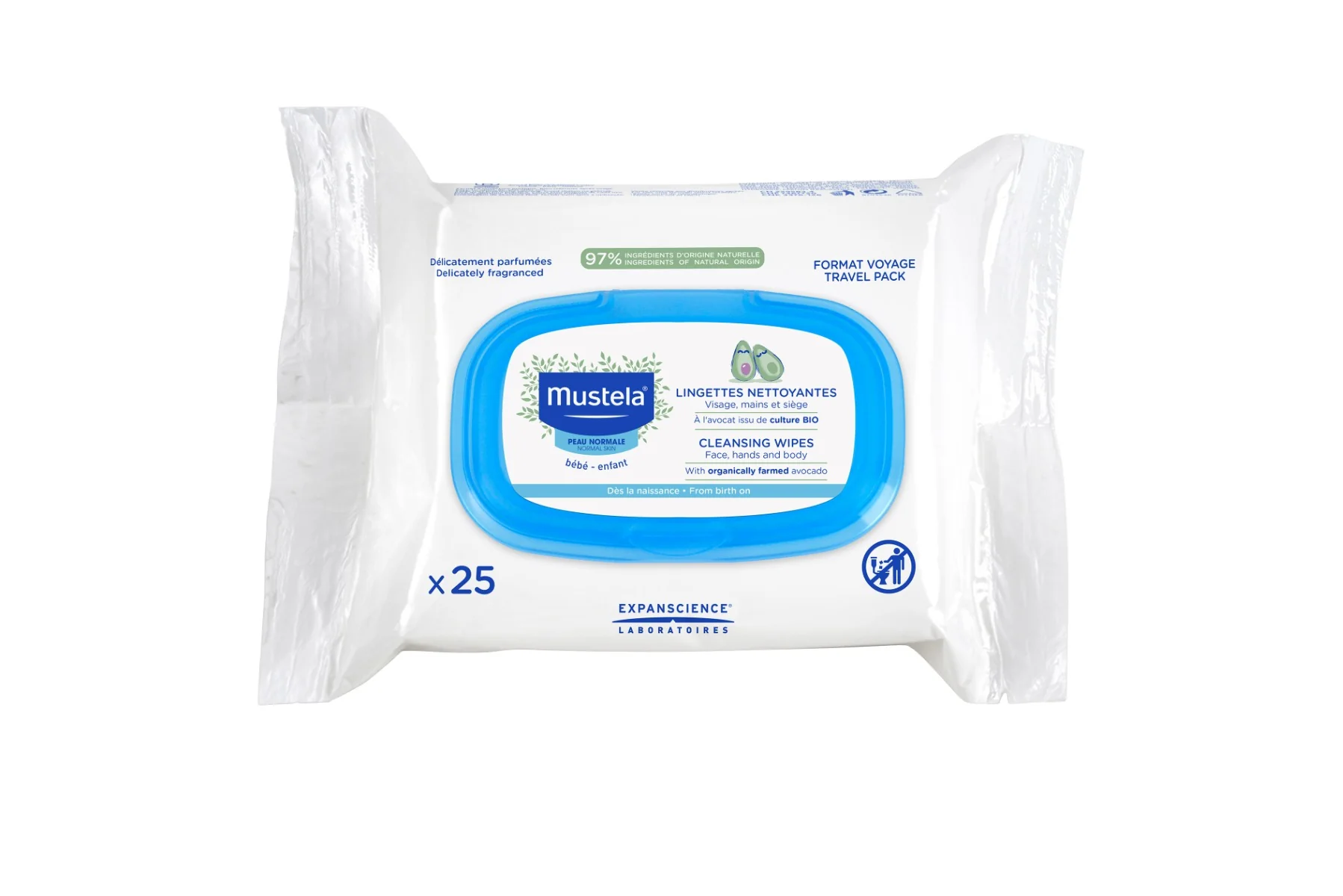 Mustela Salviette Multiuso 25 pezzi A Casa e Fuori