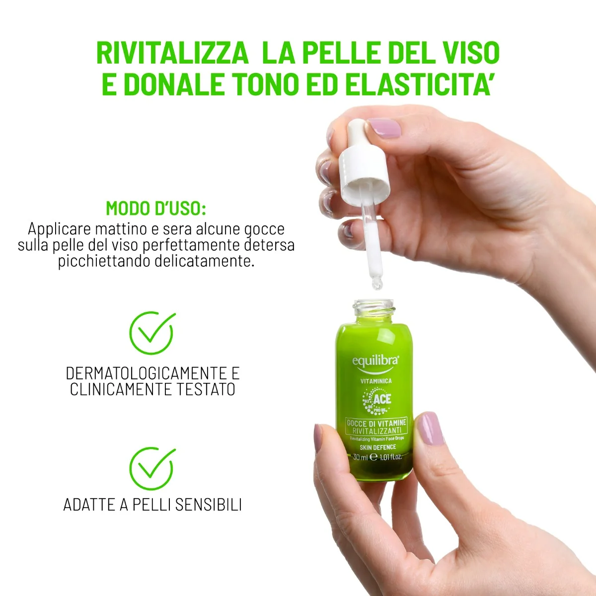 Equilibra Viso Vitaminica Gocce di Vitamine Rivitalizzanti 30 Ml Siero Viso Rinnovatore
