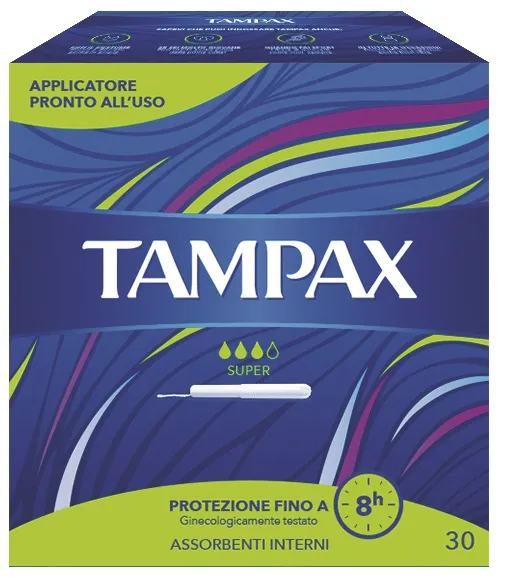 Tampax Super Blu Box Assorbente Interno Flusso Leggero Medio 30 Pezzi