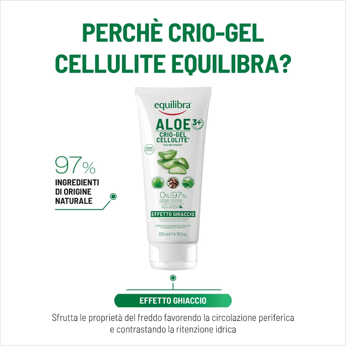 Equilibra Aloe Crio-Gel Cellulite 200 ml Effetto Ghiaccio