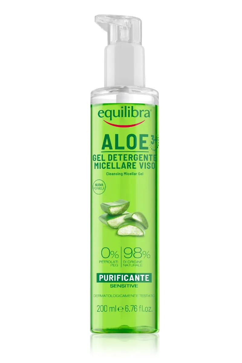 Equilibra Viso Kit Aloe 3+ Gel Dermoprotettivo Plus 150 ml + Crema Viso Anti Rughe Effetto Filler 50 ml + Gel Detergente Micellare 200 ml