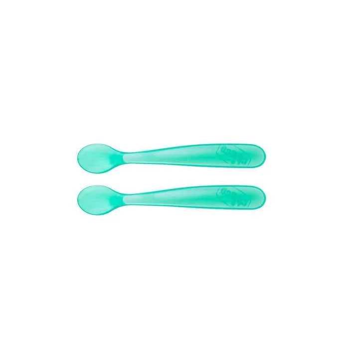 Chicco Cucchiaio Silicone 6m+ Azzurro 2 Pezzi Cucchiaio per alimentazione bambini