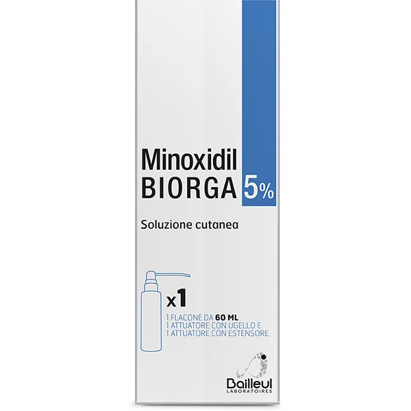 Minoxidil Biorga 5% Soluzione Cutanea Trattamento Alopecia 60Ml
