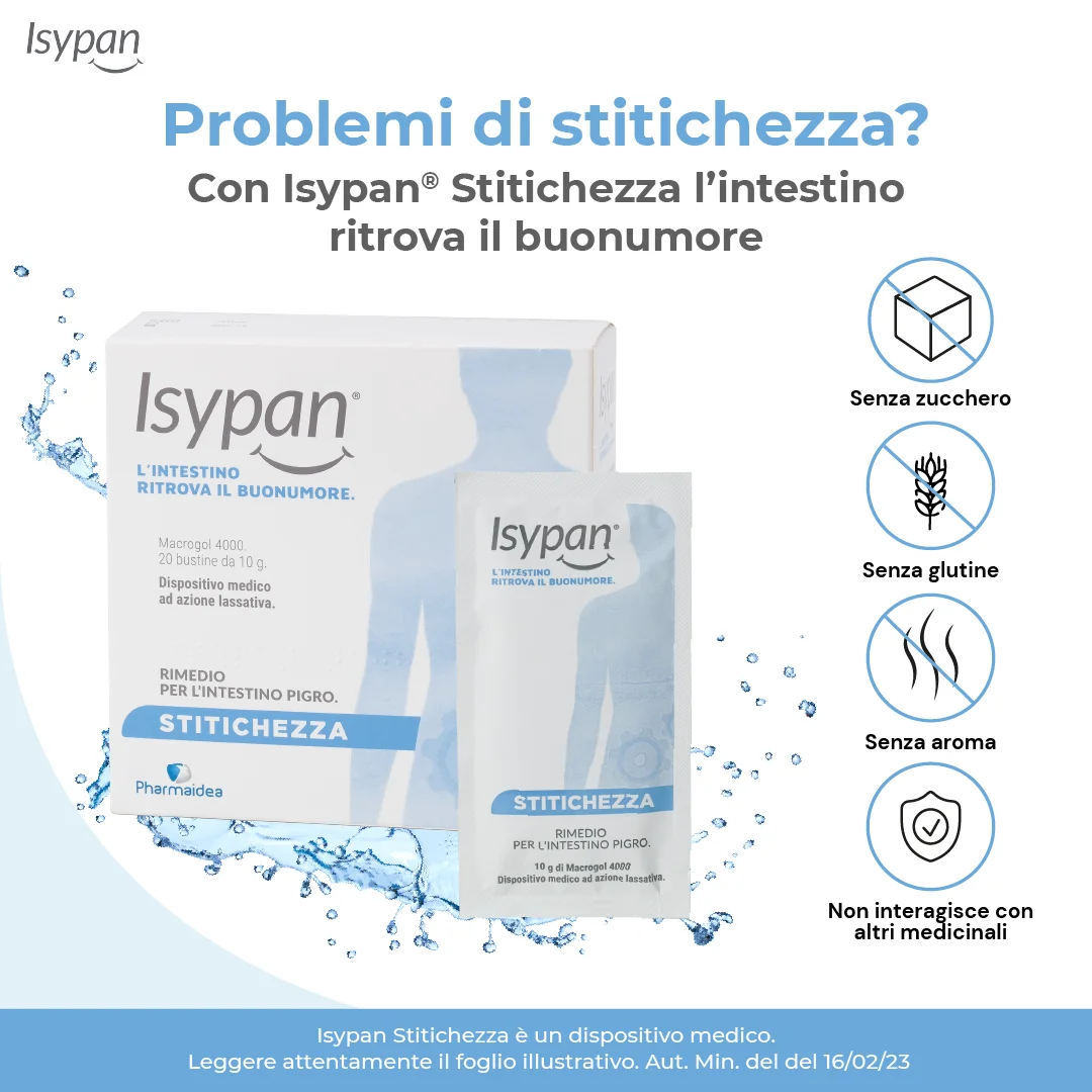 Isypan® Stitichezza Macrogol 4000 20 Bustine Integratore per la Stitichezza