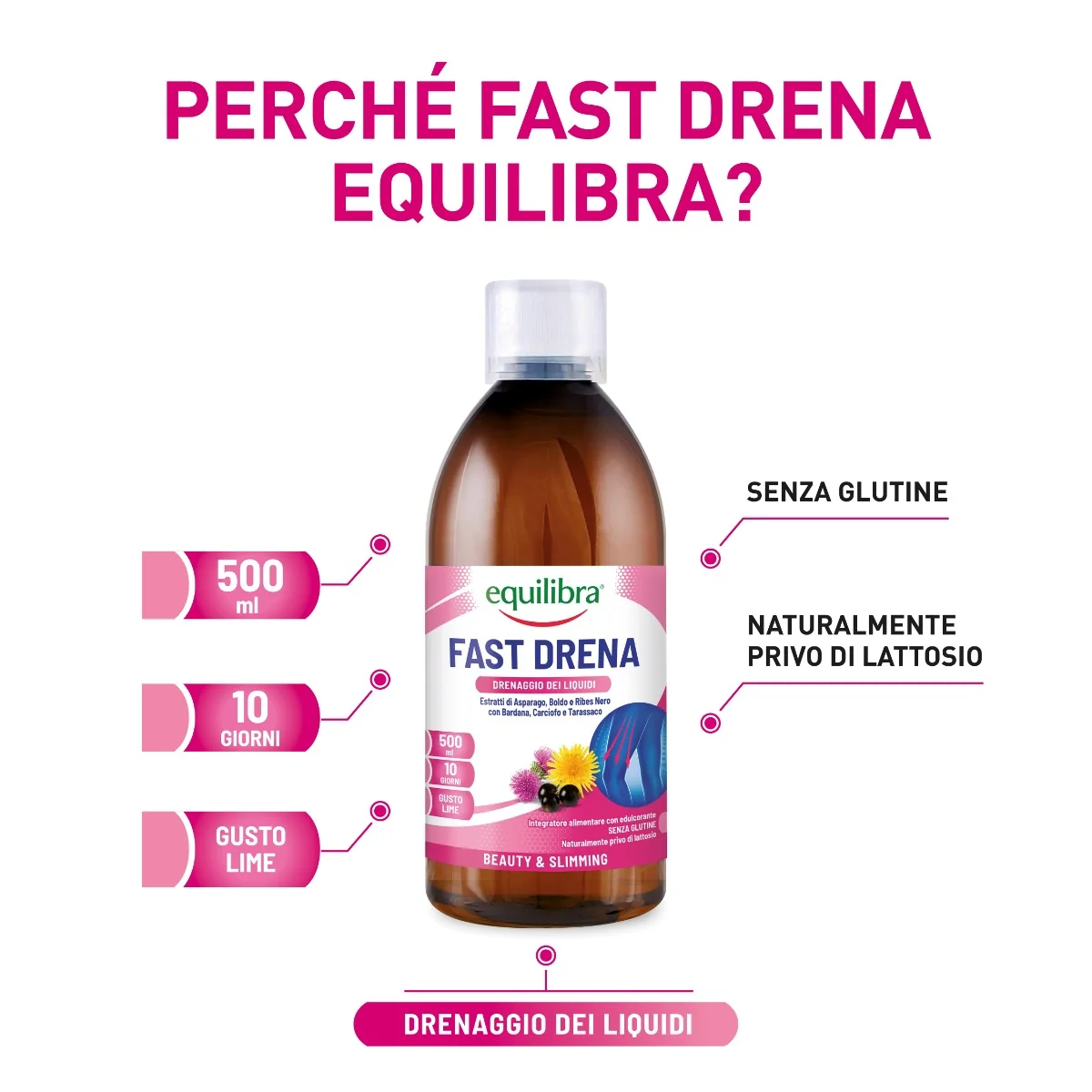 Equilibra Fast Drena Lime 500 ml Integratore Drenante
