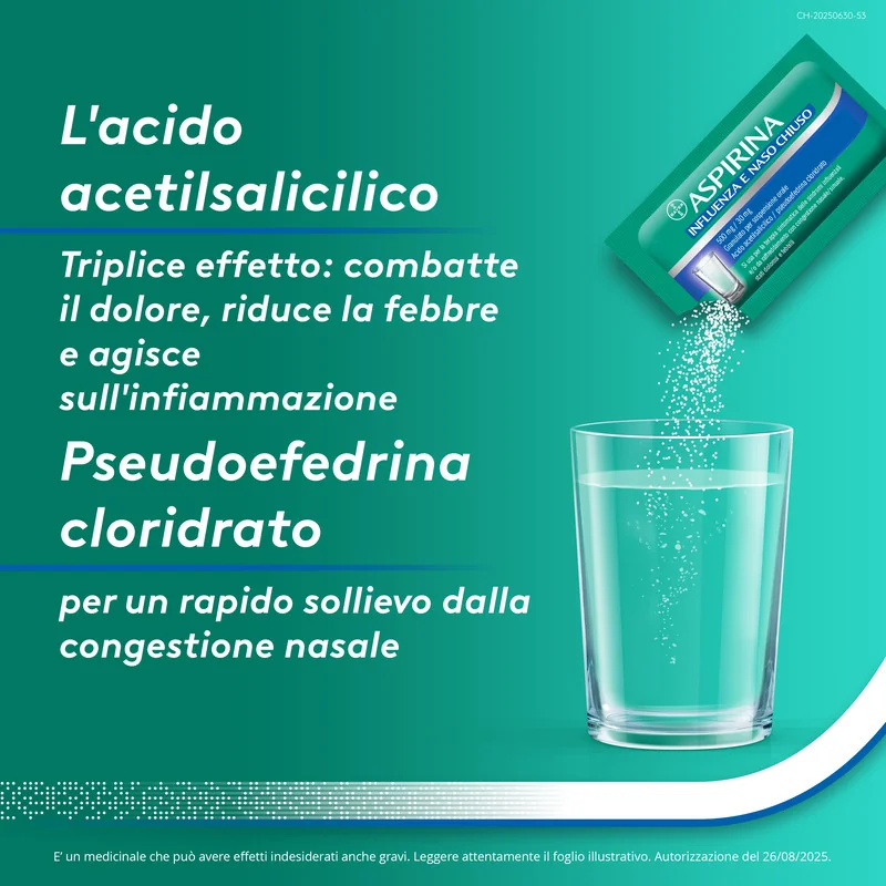 Aspirina Influenza e Naso Chiuso 10 Bustine Decongestionante