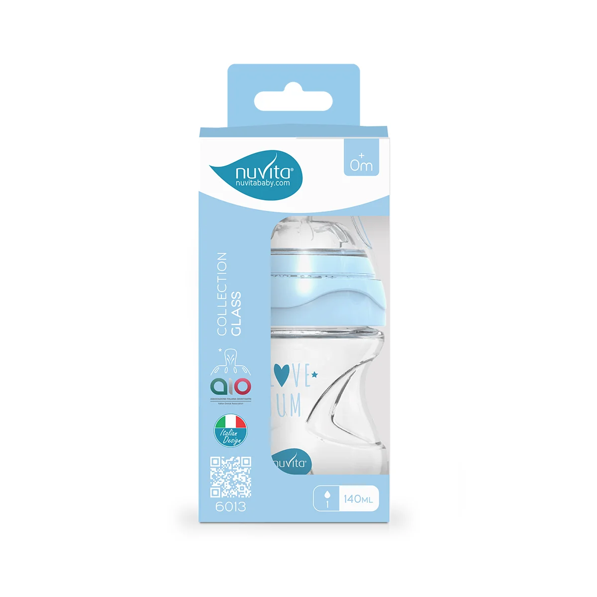 Collection Glass Biberon Vetro 140 ml Blu Con Valvola Riduci Coliche