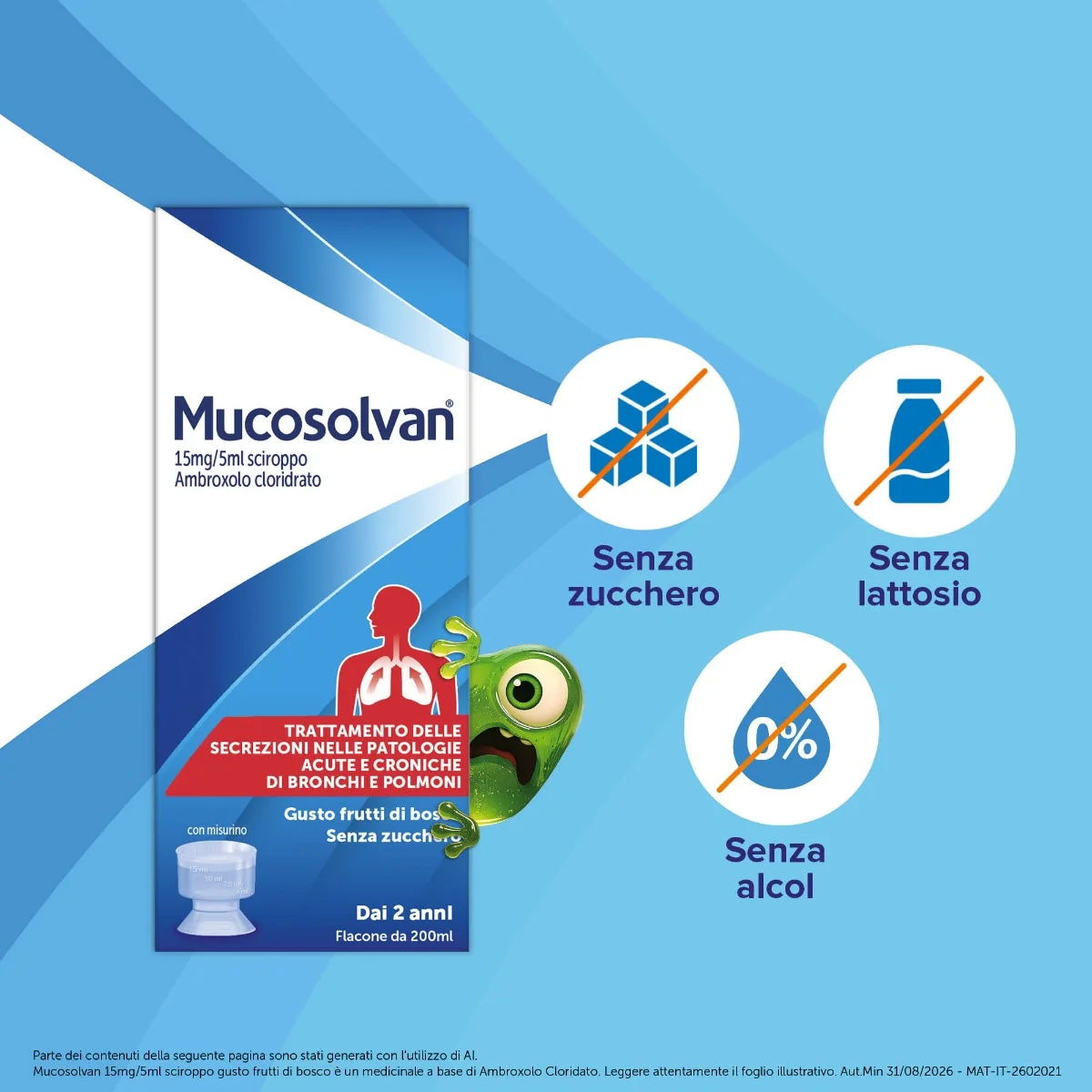 Mucosolvan Sciroppo Gusto Frutti di Bosco 15 mg/5 ml 200 ml Ambroxolo