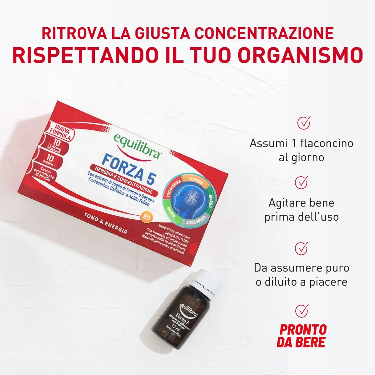 Equilibra Forza5 10 Flaconi Memoria e Concentrazione
