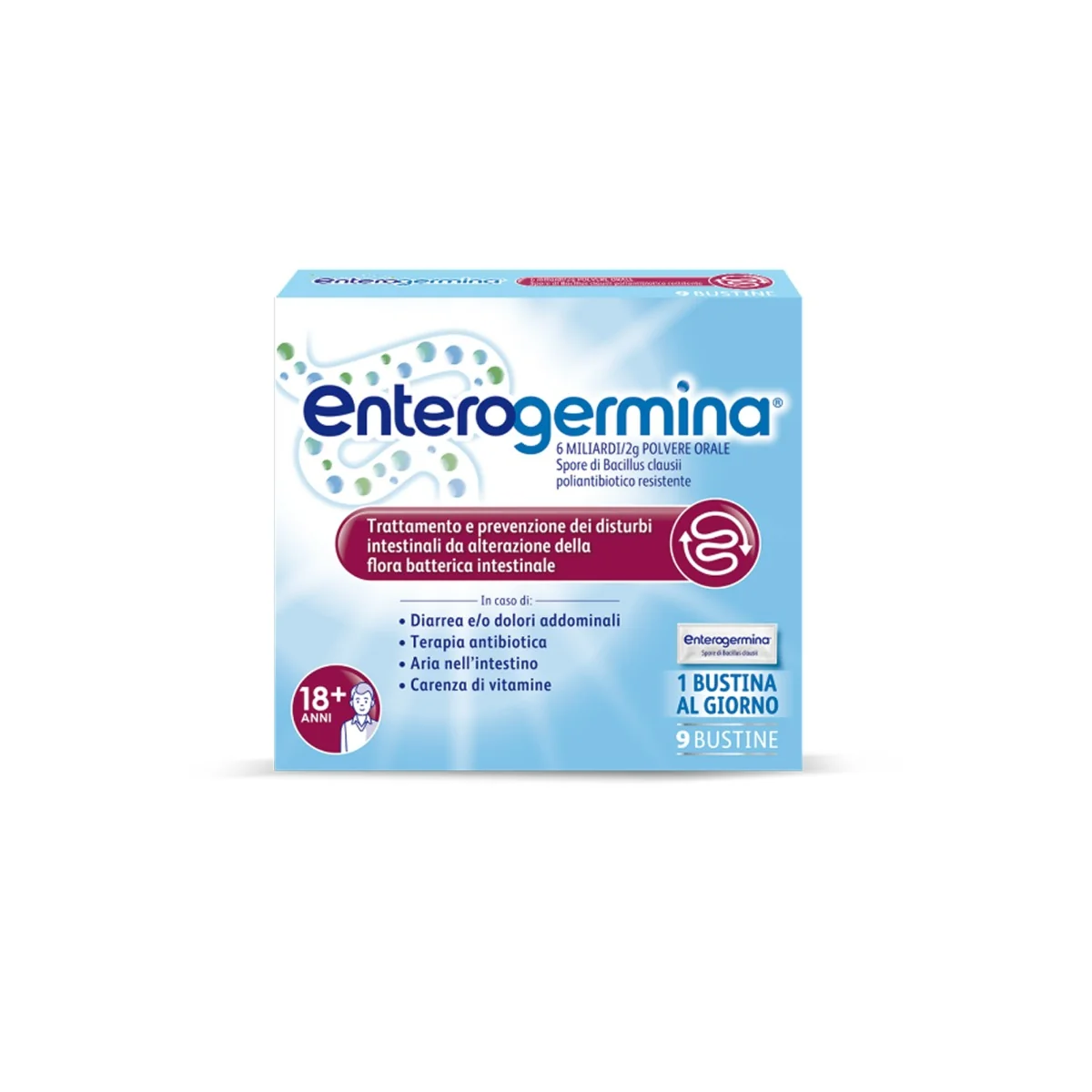 Enterogermina 6 Miliardi Adulti 9 Bustine Per Favorire l'Equilibrio Della Flora Intestinale