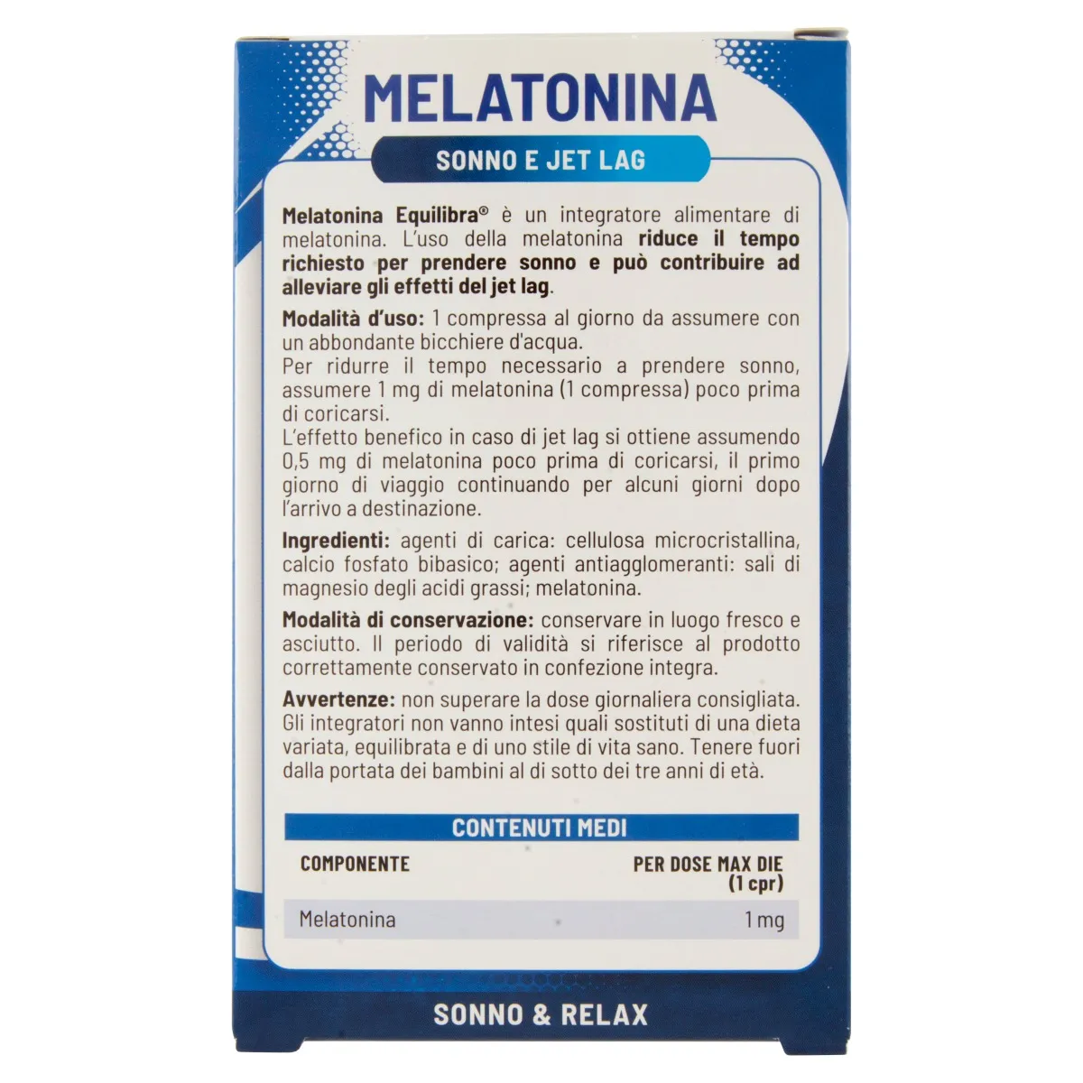 Equilibra Melatonina 75 Compresse Relax e Riposo Notturno