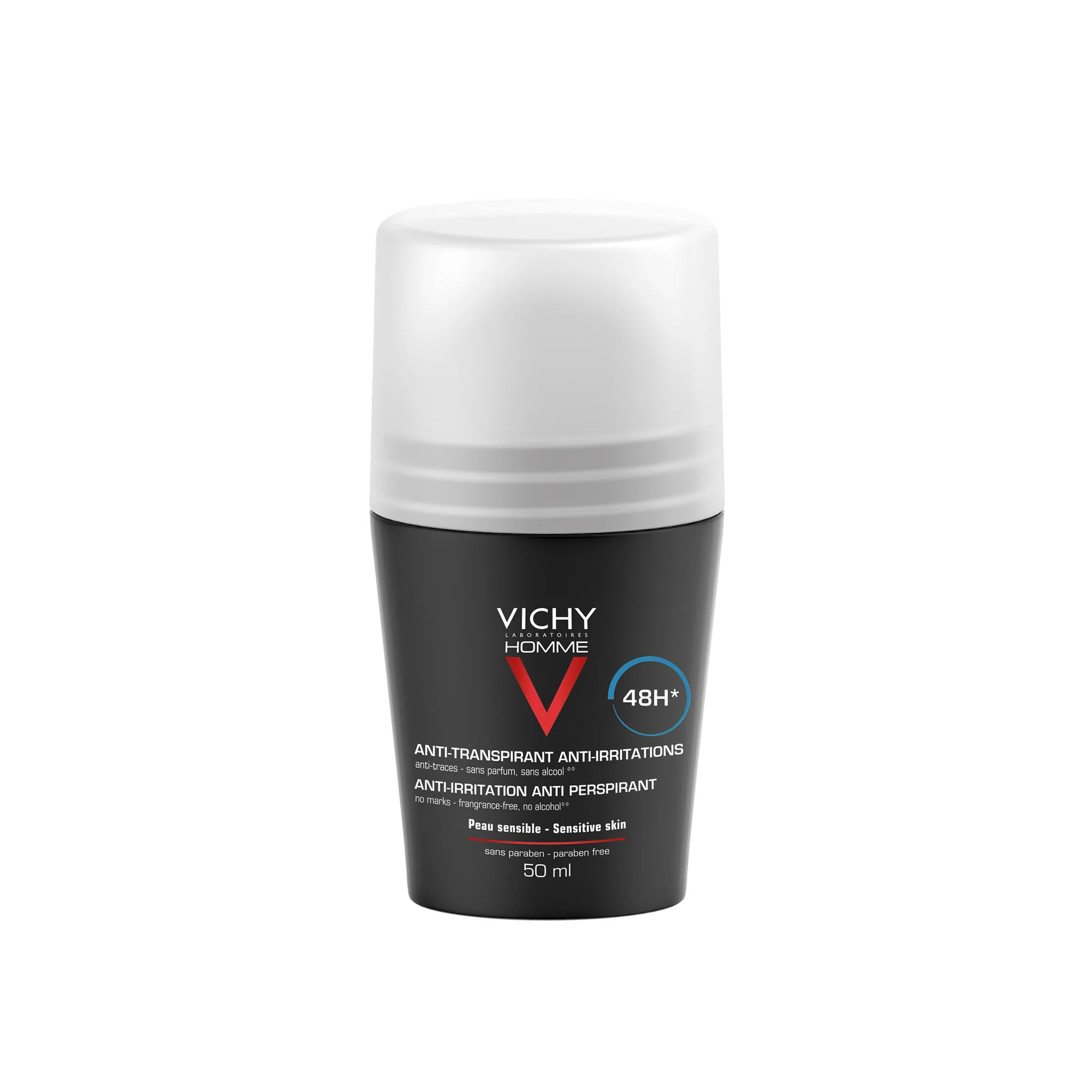 Vichy Homme Deodorante Roll-On 48h Pelle Sensibile 50 ml antitraspirante controllo estremo