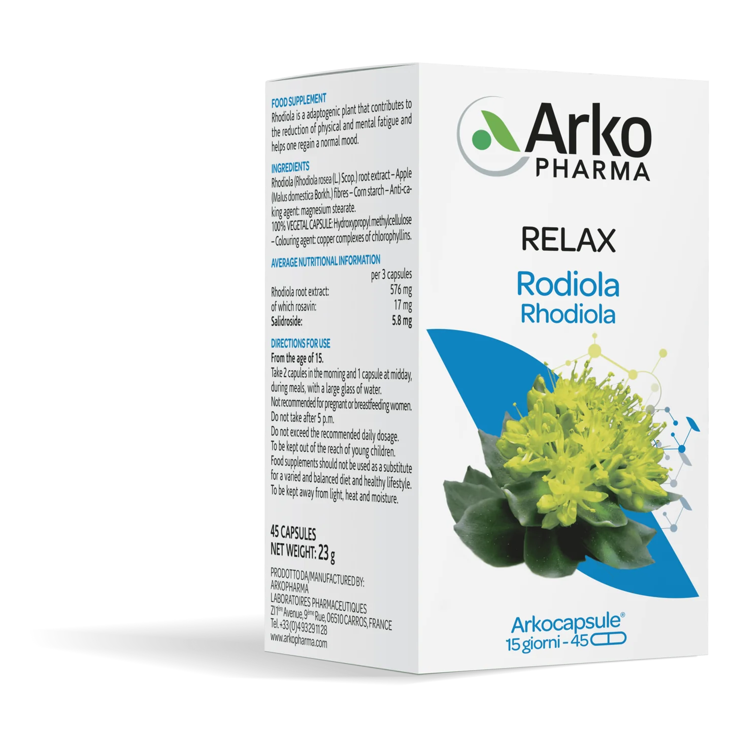 Arkopharma Rodiola 45 Capsule Contro la Stanchezza
