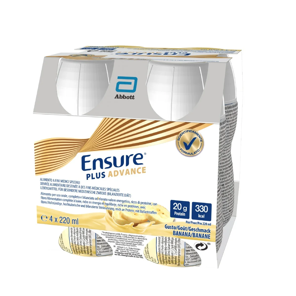 Abbott Ensure Plus Advance Banana 4x220ml Supplemento Nutrizionale Ipercalorico