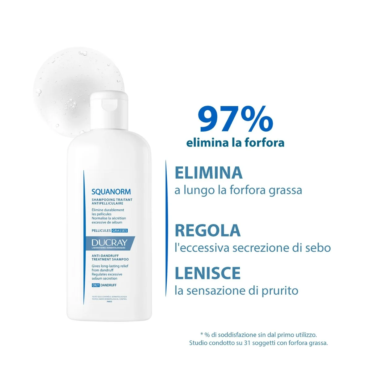 Ducray Squanorm Shampoo Trattante Forfora Grassa 200 ml Shampoo Lenitivo