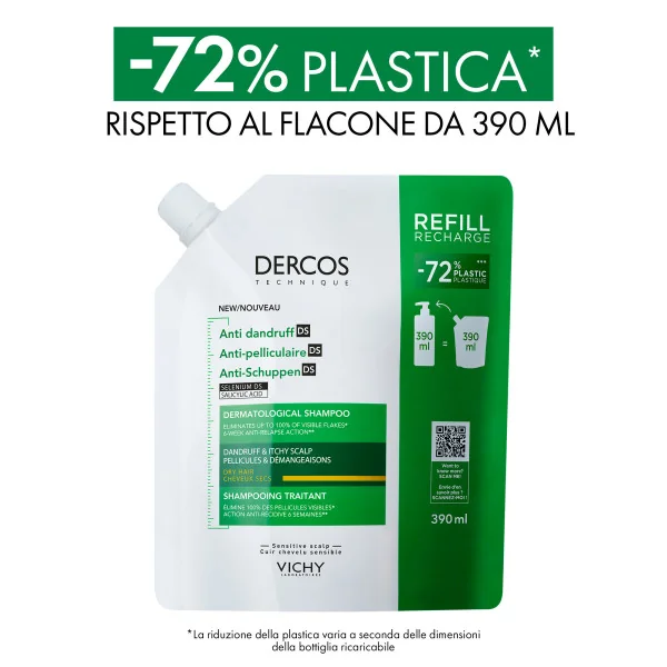 Vichy Dercos Technique Shampoo Anti Forfora Ds Secchi Refill 390 Ml Shampoo Anti-Forfora