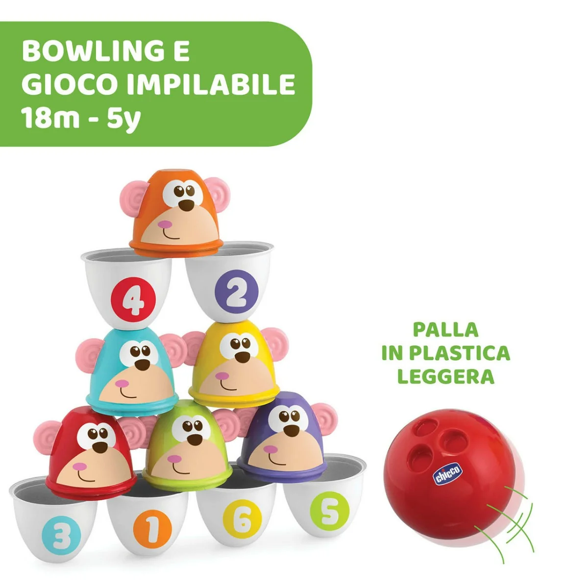 Chicco Gioco Monkey Strike Bowling Dai 18 mesi in su