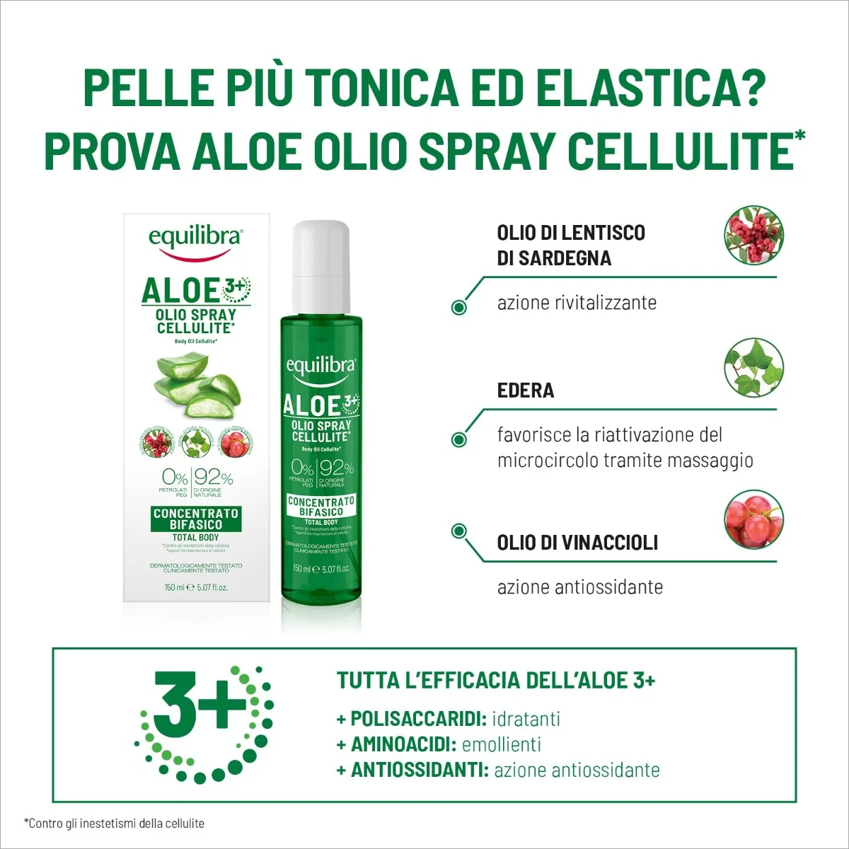 Equilibra Aloe Olio Corpo Cellulite 150 Ml Azione Anti Cellulite