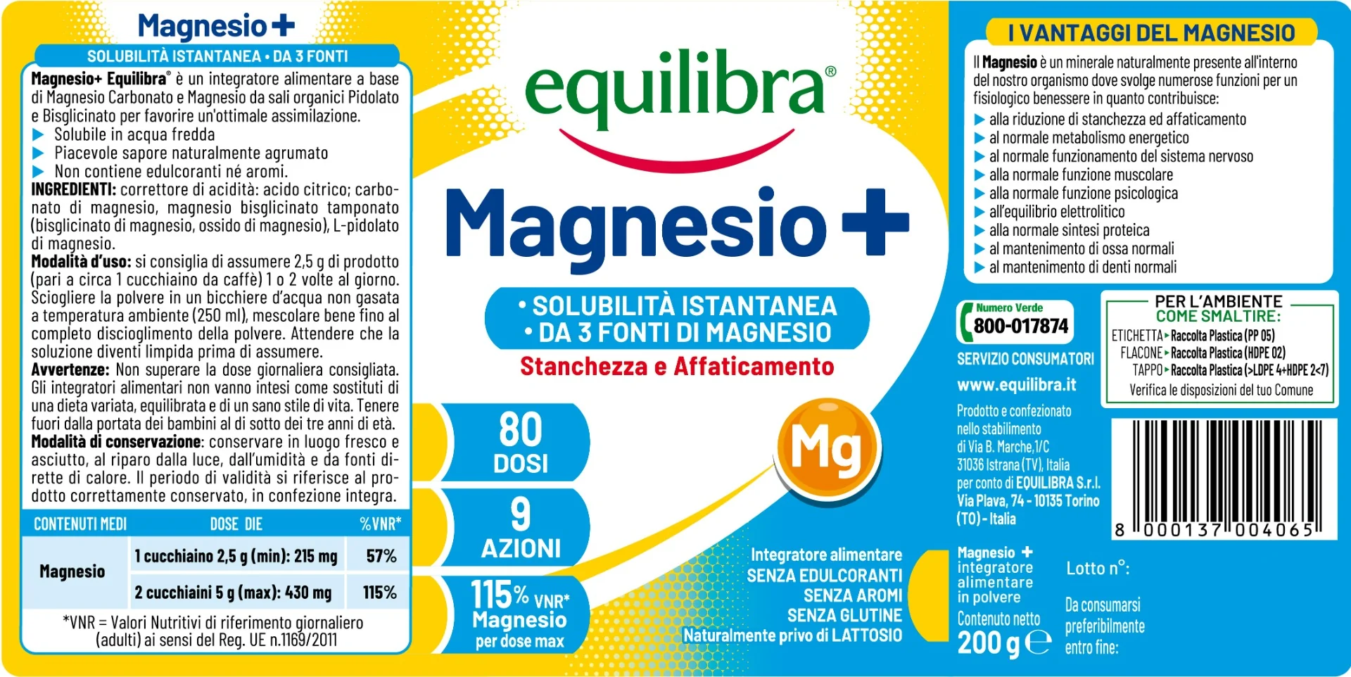 Equilibra Magnesio+ 200G Contro Stanchezza e Affaticamento