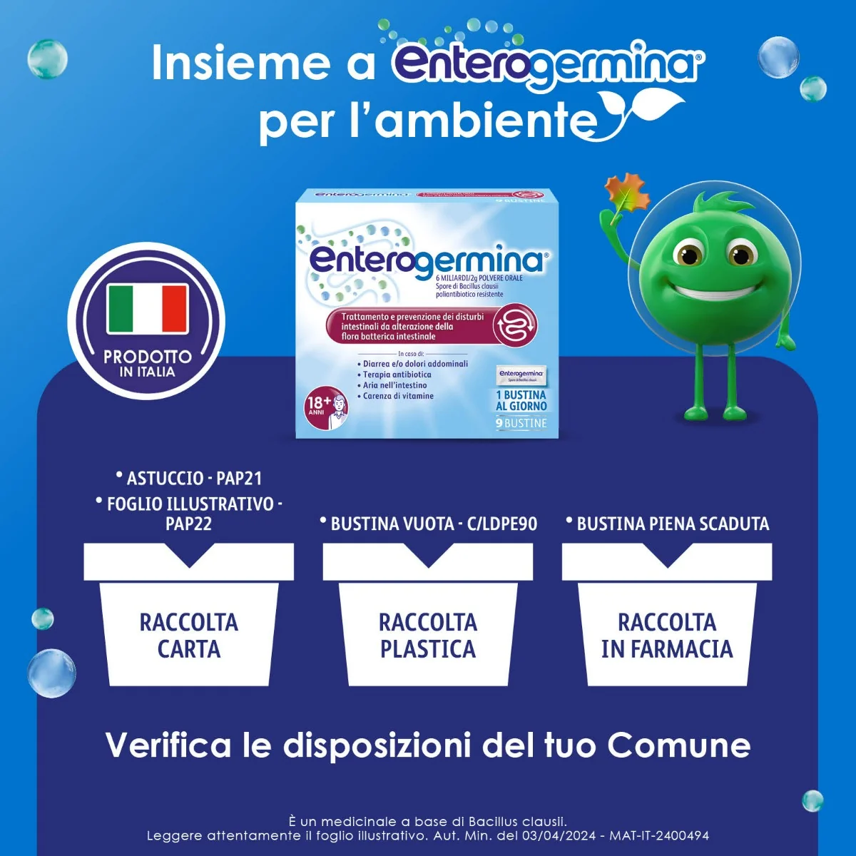 Enterogermina 6 Miliardi 10 Bustine Ripristino Flora Batterica Intestinale