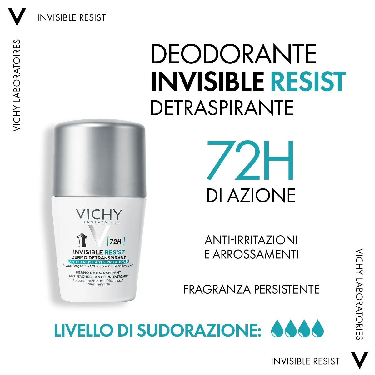 Vichy Deo Roll On 72H Invisibile 50 Ml Protezione Duratura