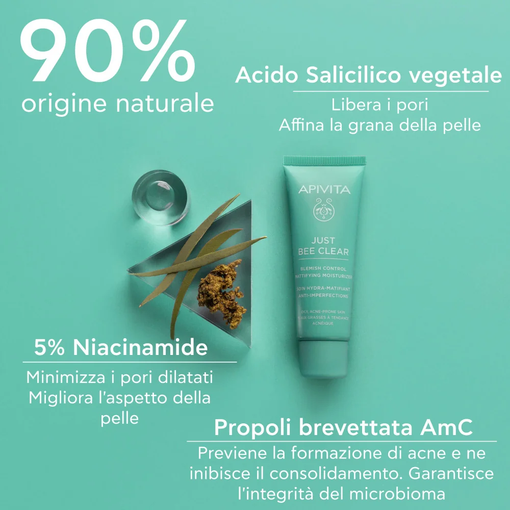 Apivita Just Bee Clear Hydra 40 ml Crema Idratante Opacizzante