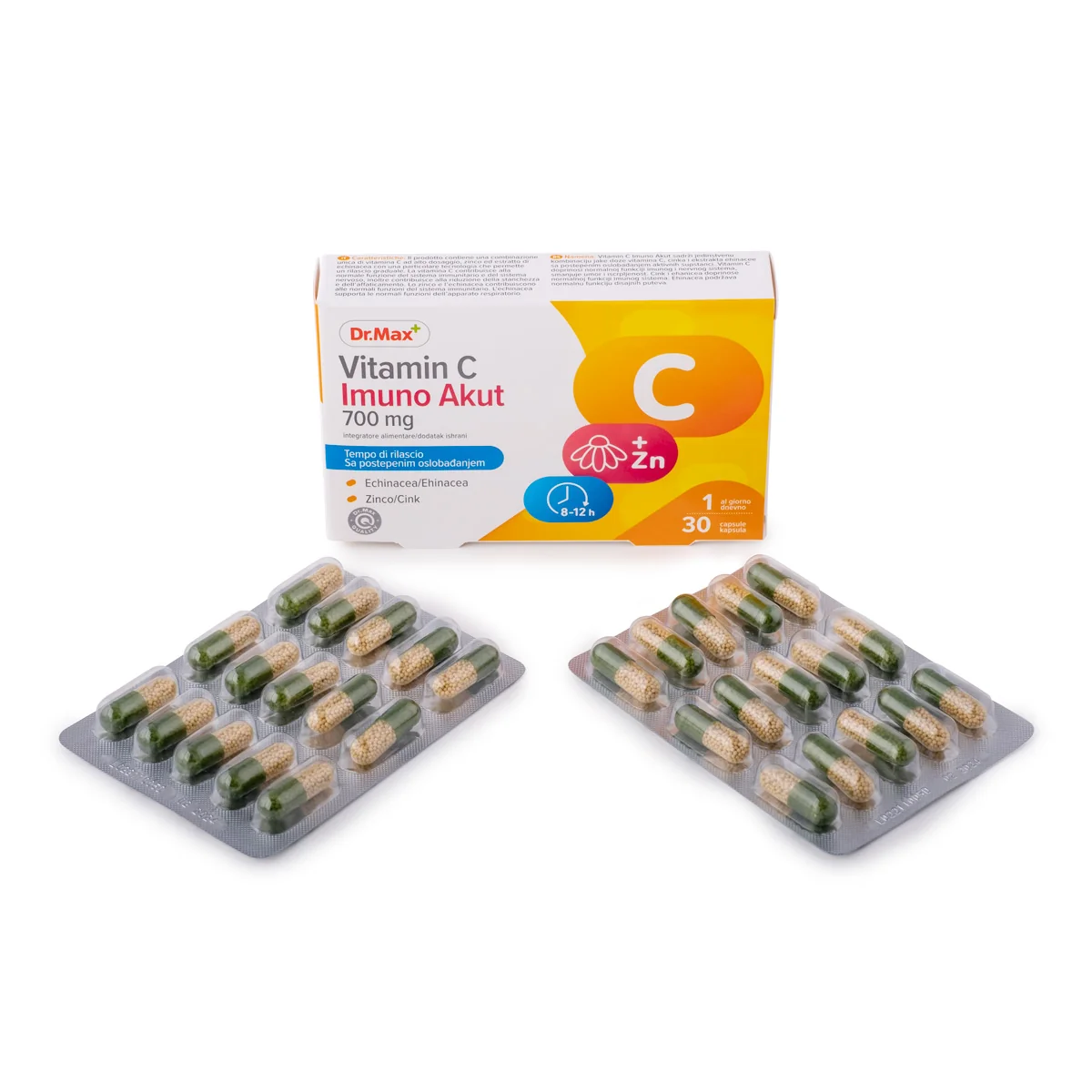 Dr. Max Vitamina C Imuno Akut 30 Capsule Con Vitamina C, Zinco ed Echinacea