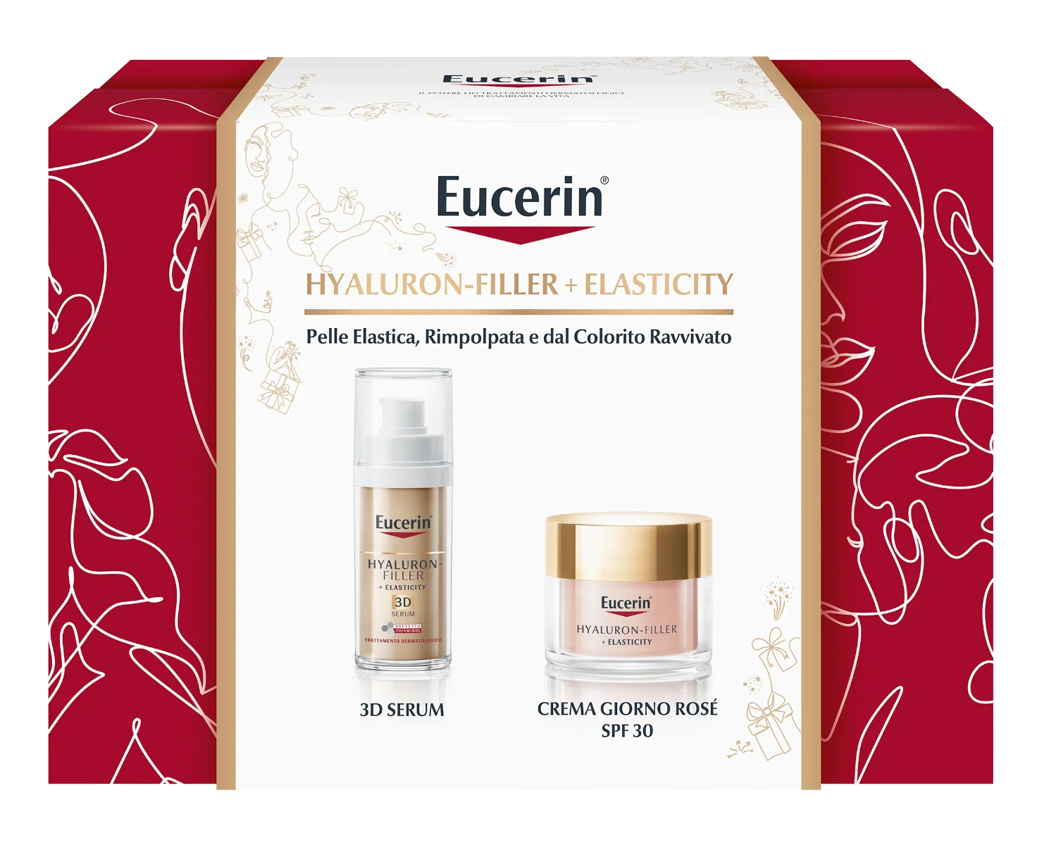 Eucerin Hyaluron-Filler Elasticity 3D Siero Anti-age Viso +  Crema Giorno Rosé spf30 Cofanetto anti-età